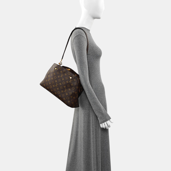 MONTAIGNE MM Monogram Coated Canvas Brown