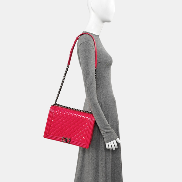 BOY CHANEL Maxi Quilted Patent Leather Red