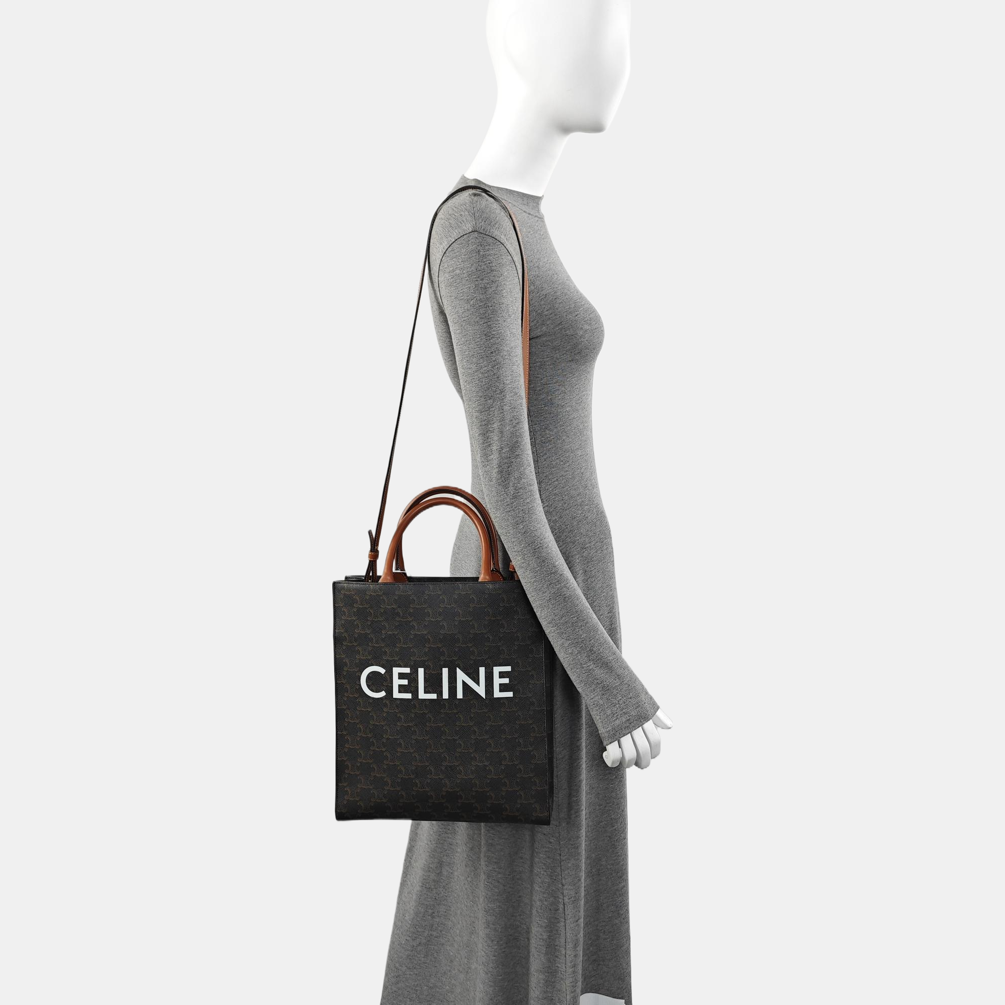 CABAS CELINE Small Coated Canvas Brown