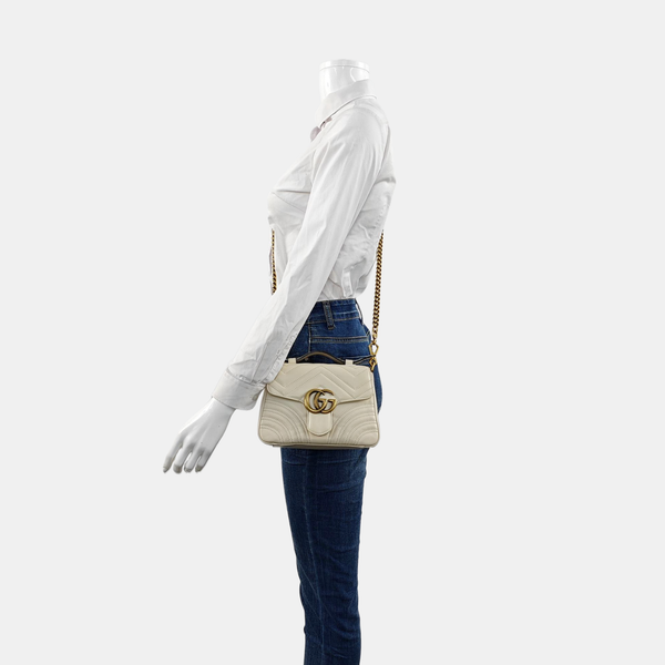 GG Marmont Mini Quilted Calfskin White