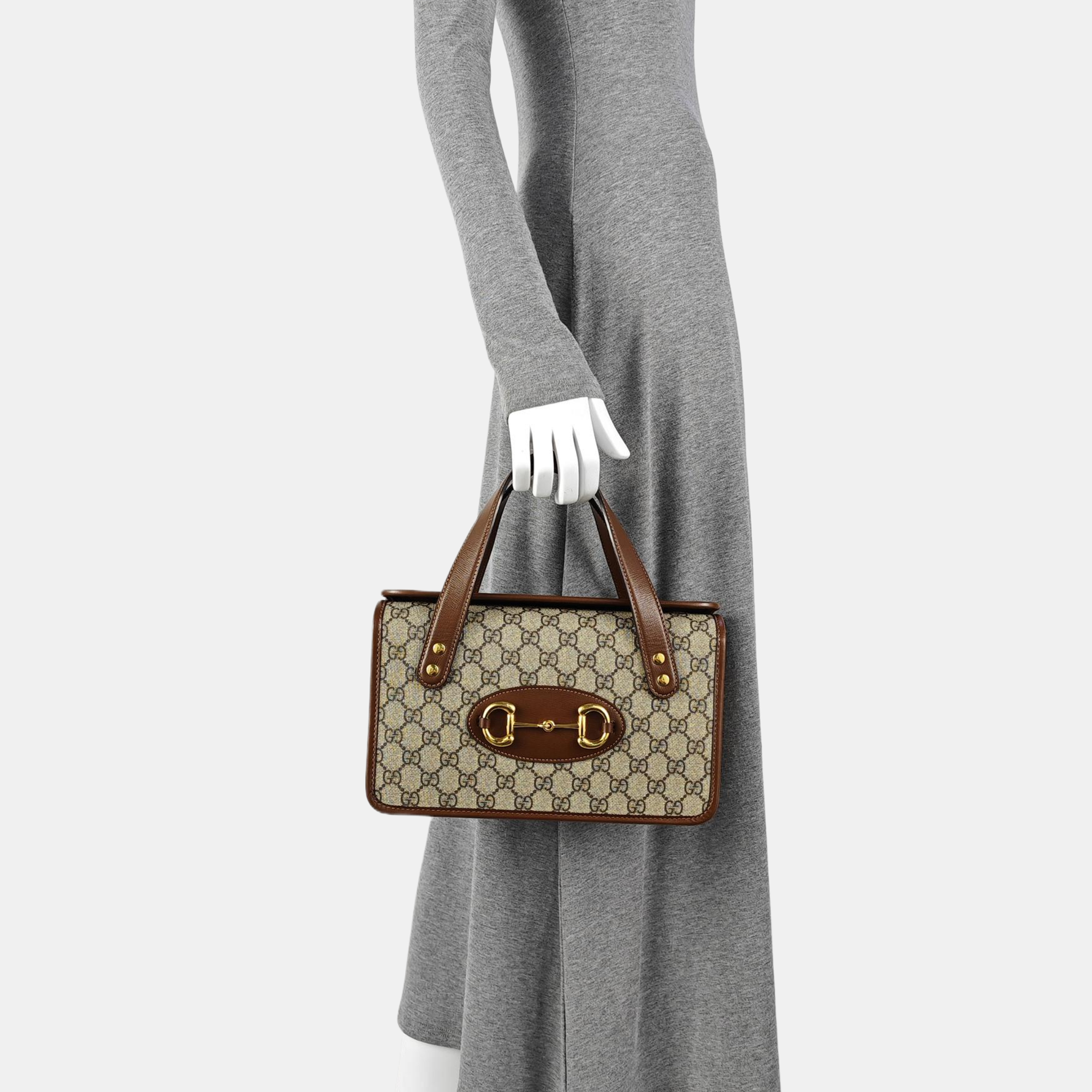 Horsebit 1955 Small Monogram Coated Canvas Beige