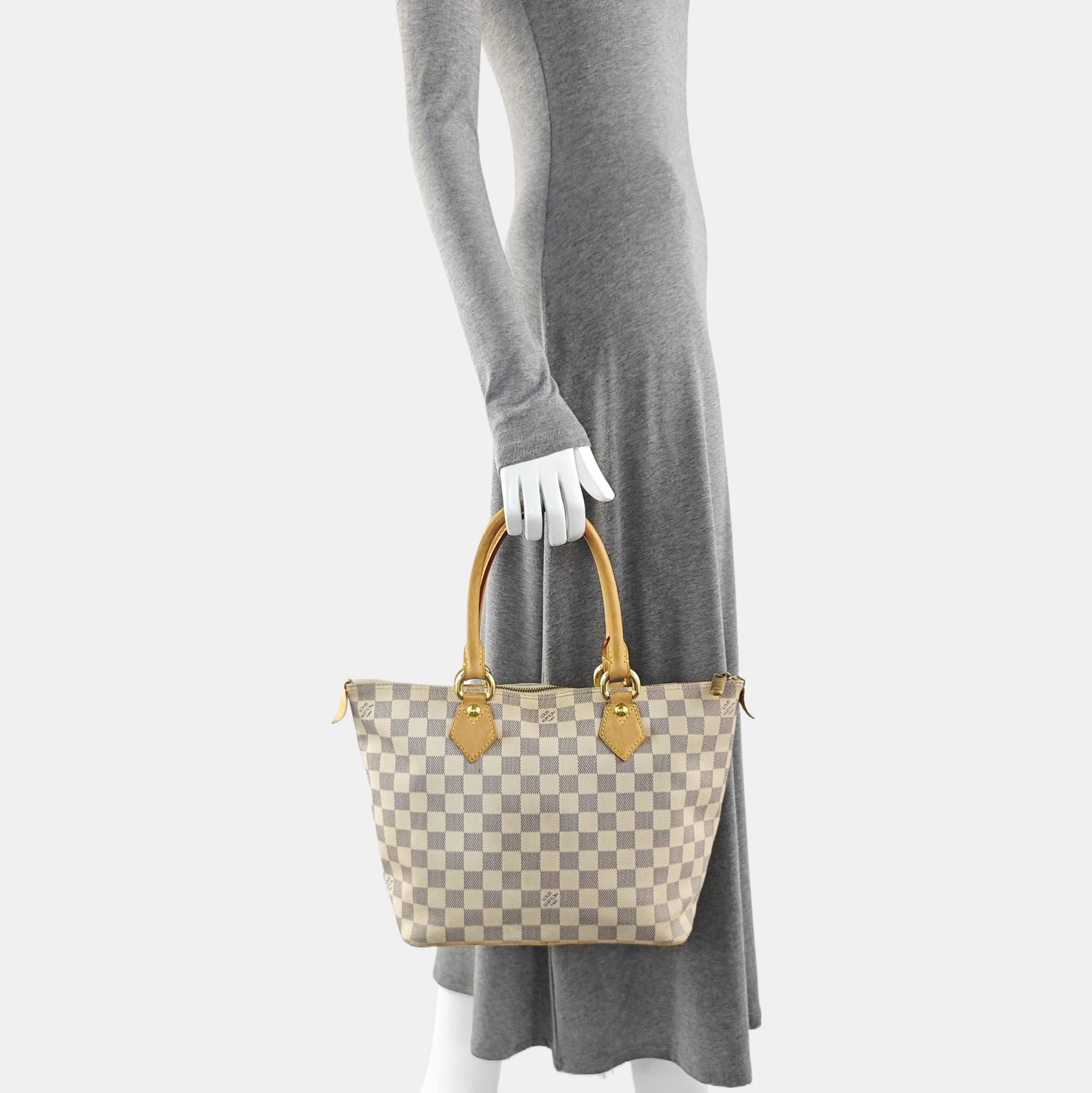SALEYA PM Damier Azur Coated Canvas White