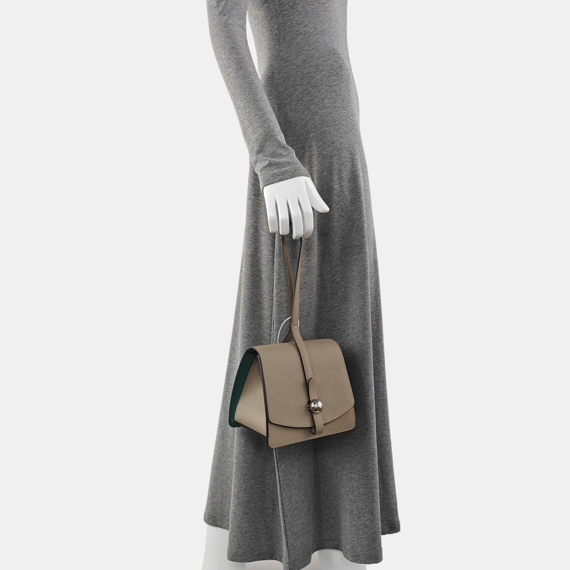Calfskin Top Handle Bag Gray