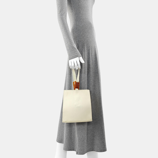 Fabric Top Handle Bag White