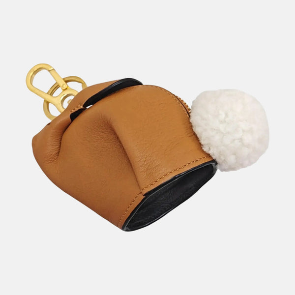 Leather Bag Charm Brown