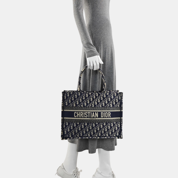 Book Tote Medium Oblique Canvas Blue