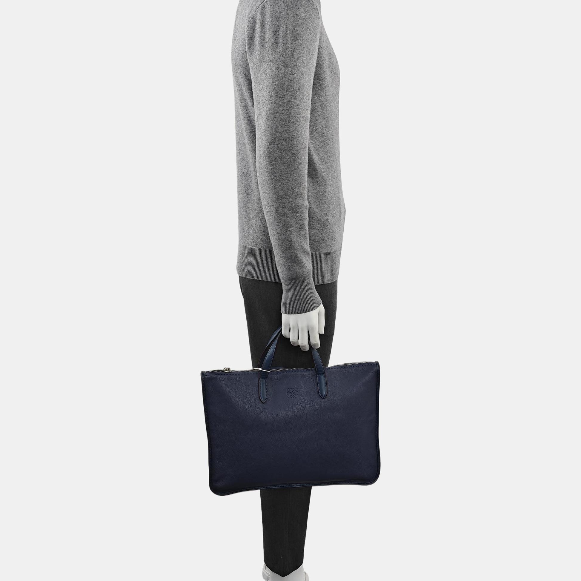 Calfskin Top Handle Bag Blue