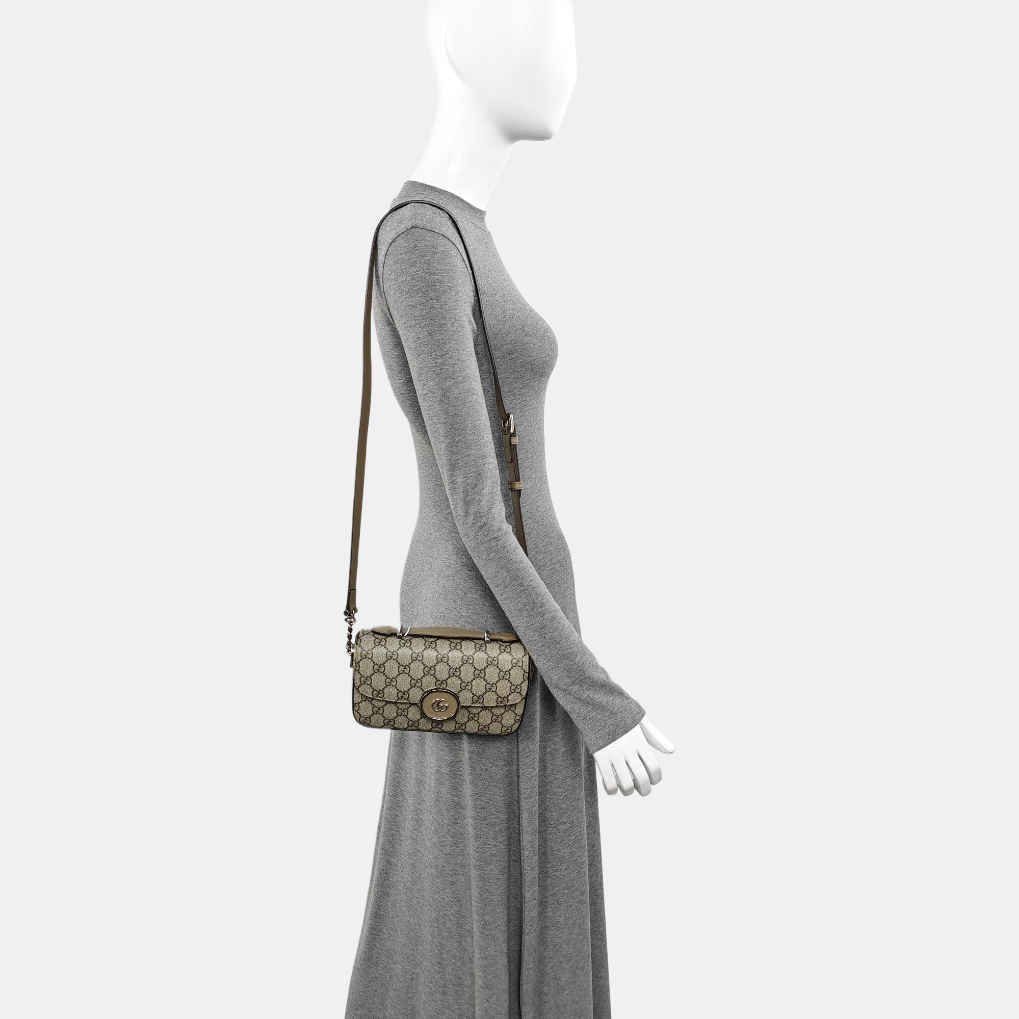 Monogram Coated Canvas Shoulder Bag Gray
