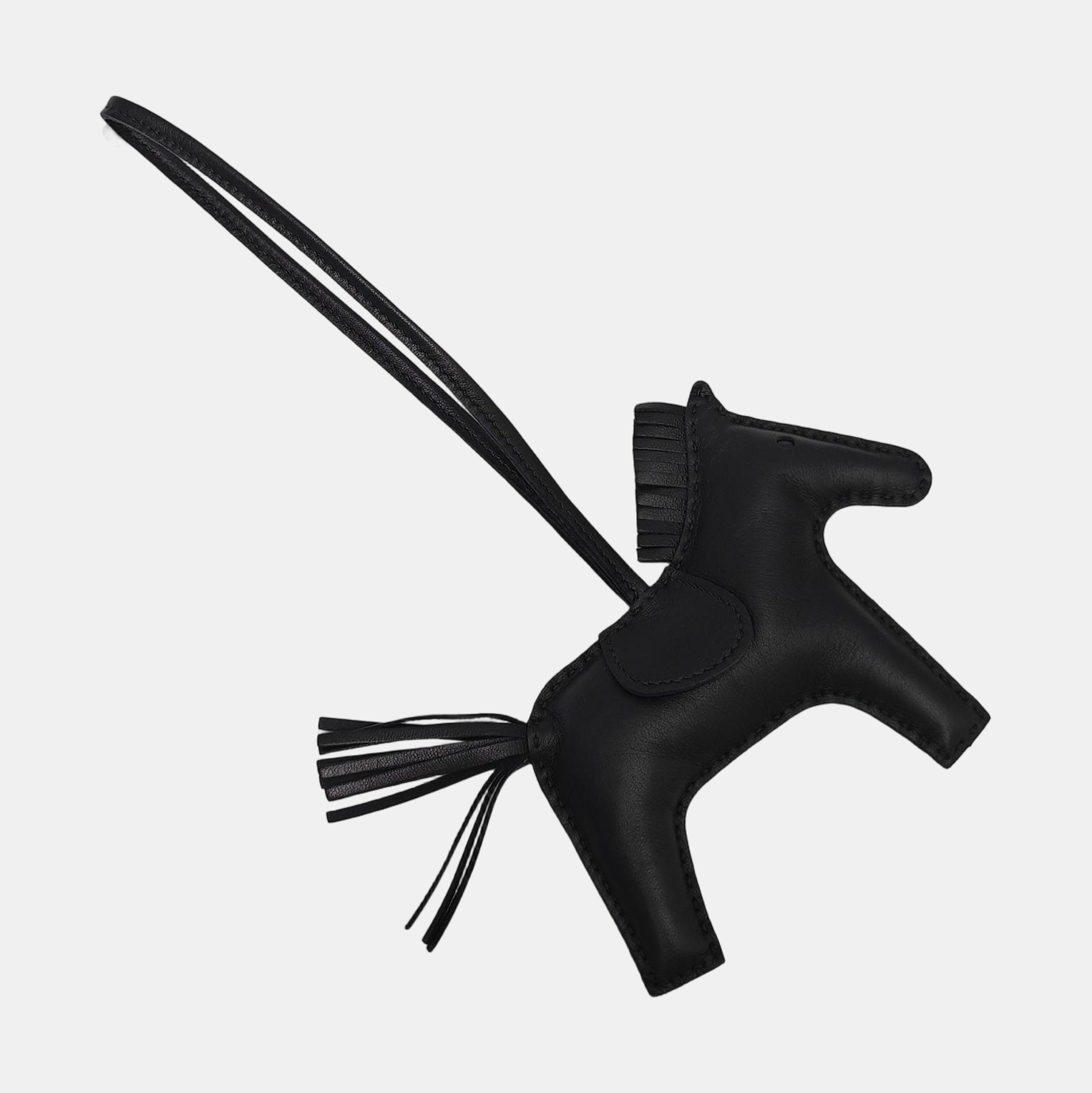 Leather Bag Charm Black