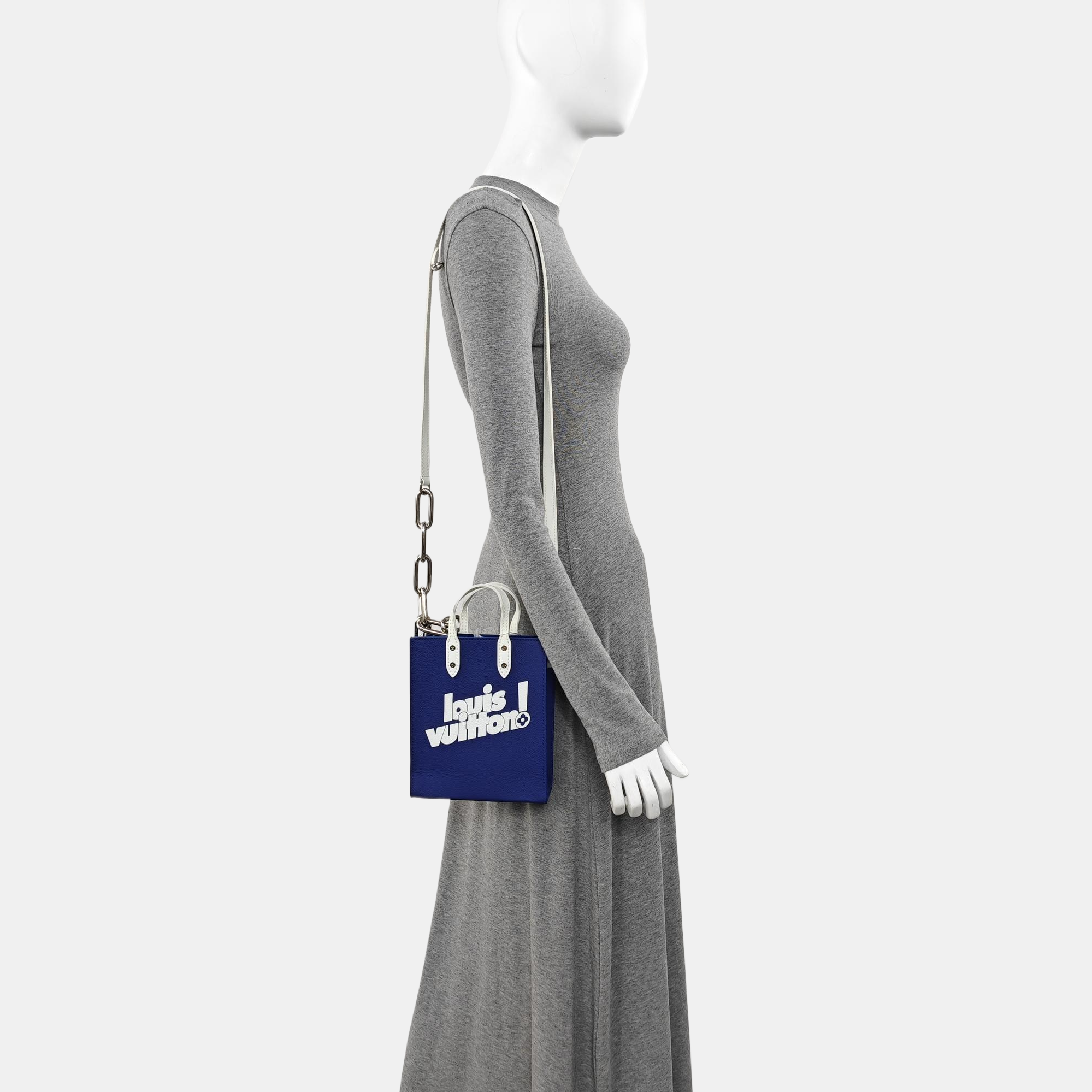 SAC PLAT Extra Small Calfskin Blue