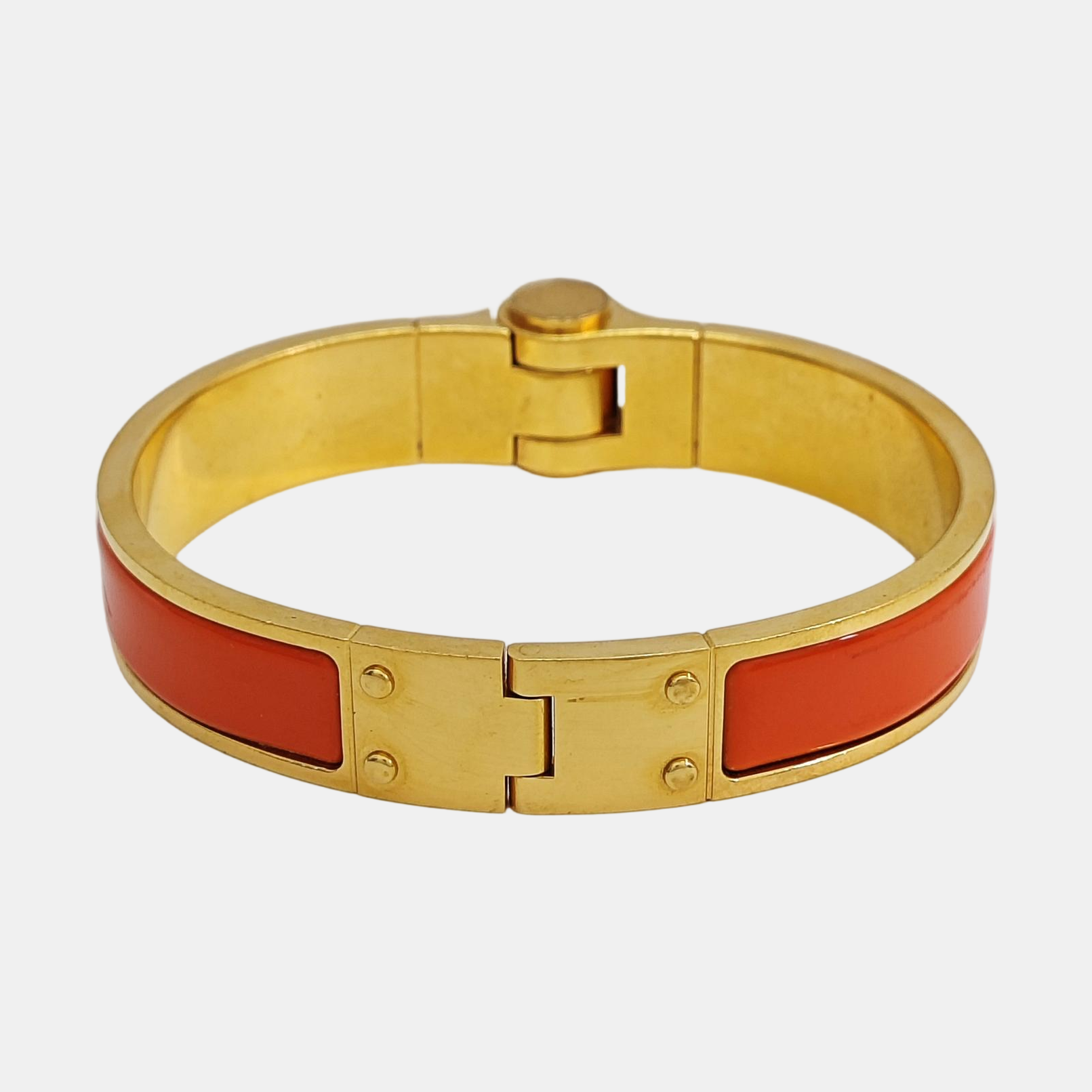 Enamel Hinged Bracelet Metal Gold Bangle