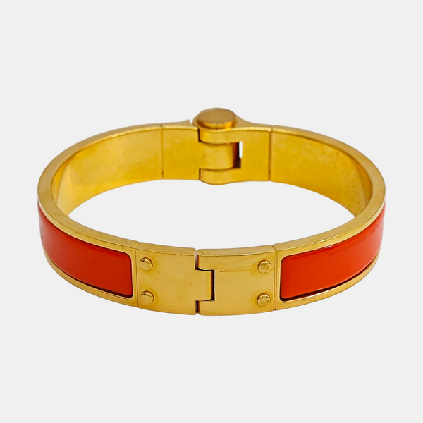 Enamel Hinged Bracelet Metal Gold Bangle
