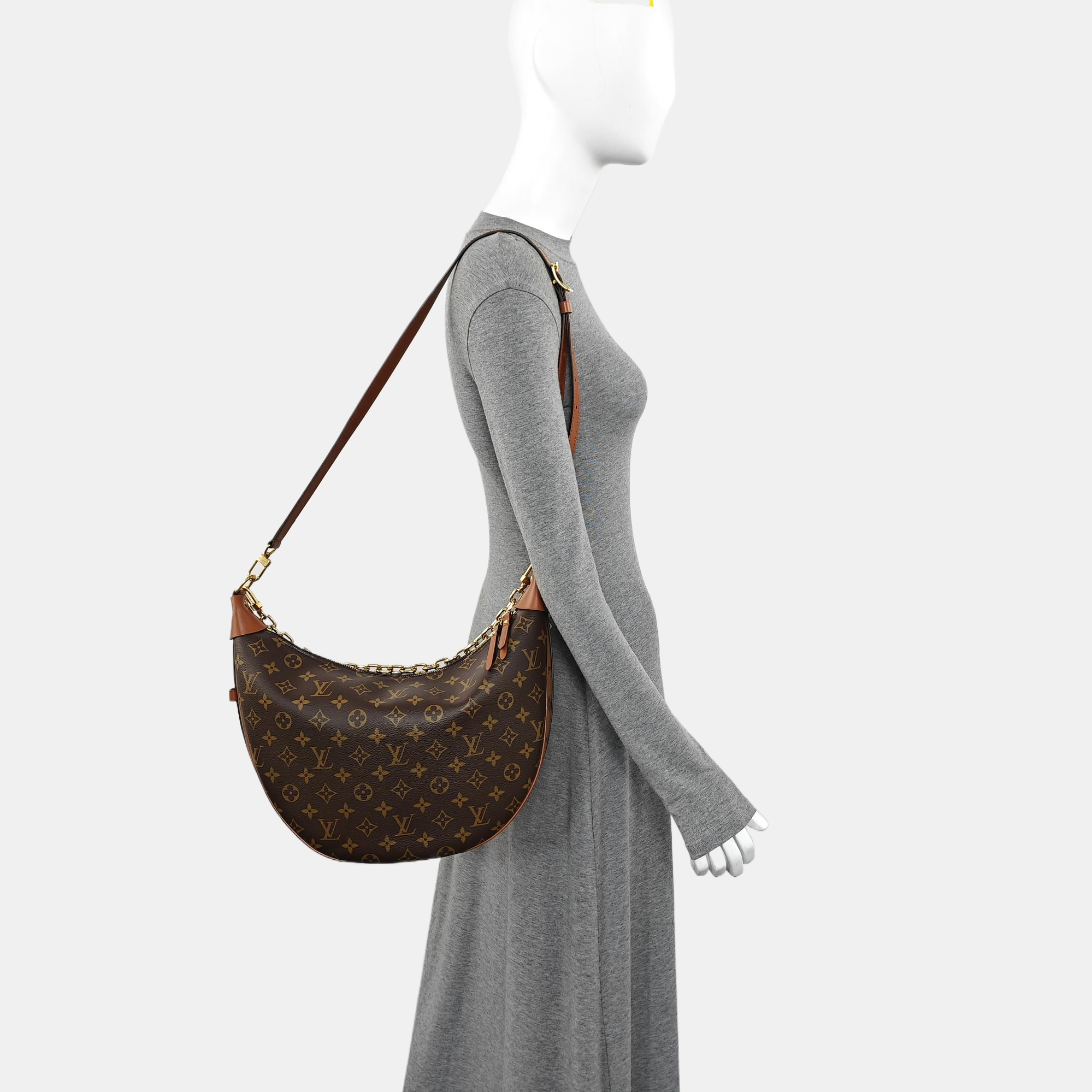 LOOP HOBO Monogram Coated Canvas Brown