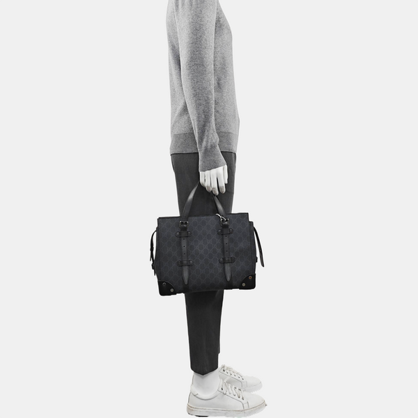 Monogram Coated Canvas Tote Bag Medium Black