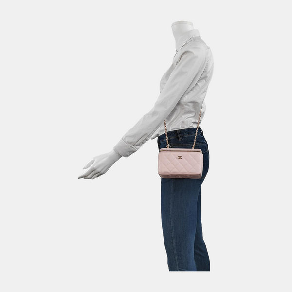 Authenticated pre-owned  VANITY CASE Quilted Grained Calfskin Pink - Crossbody Bag at Looply