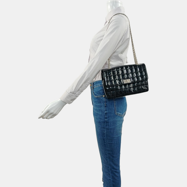 Authenticated pre-owned  2.55 Quilted Patent Leather Black - Shoulder Bag at Looply