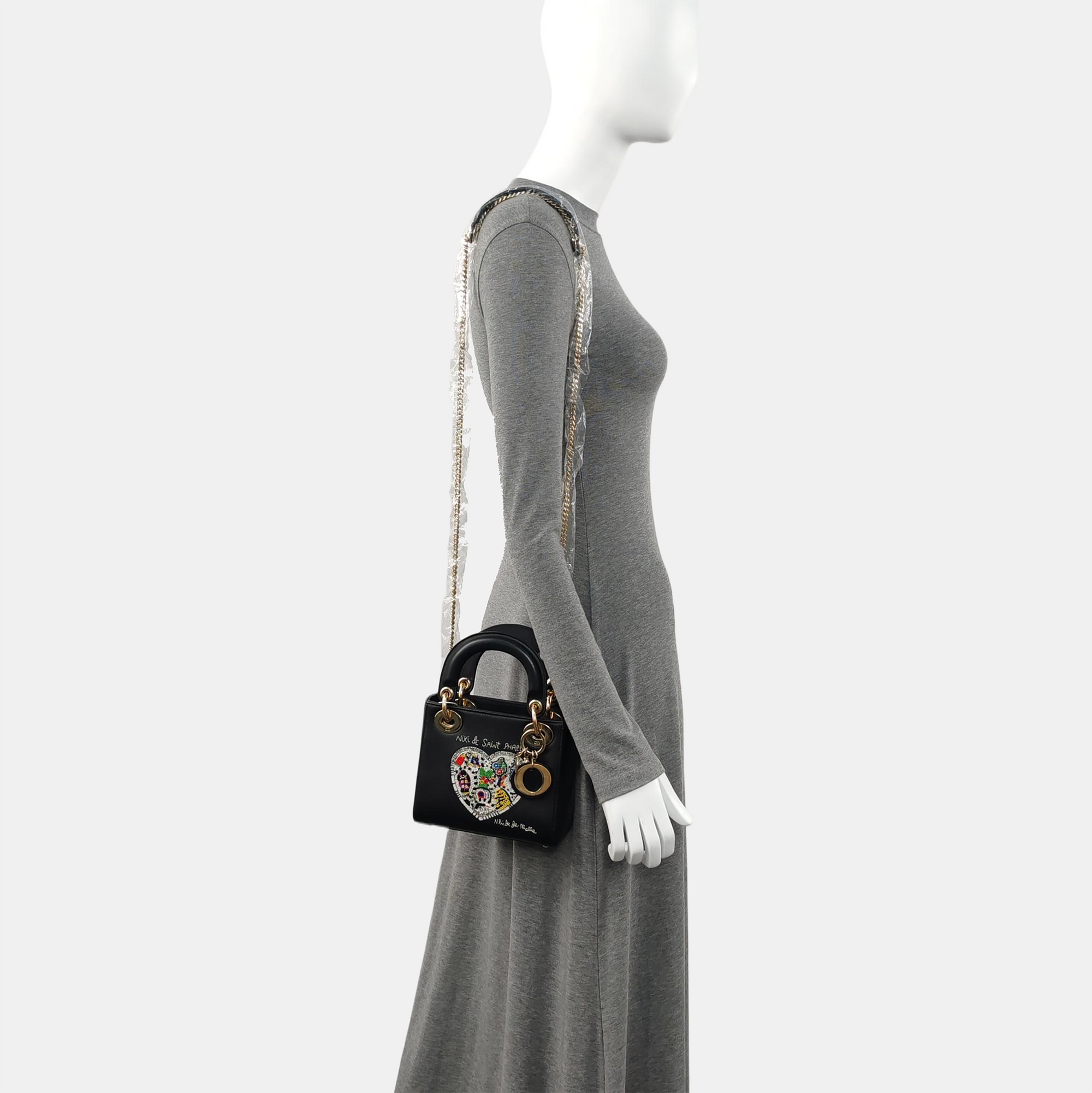 Authenticated pre-owned  Lady Dior Mini Lambskin Black - Tote Bag at Looply