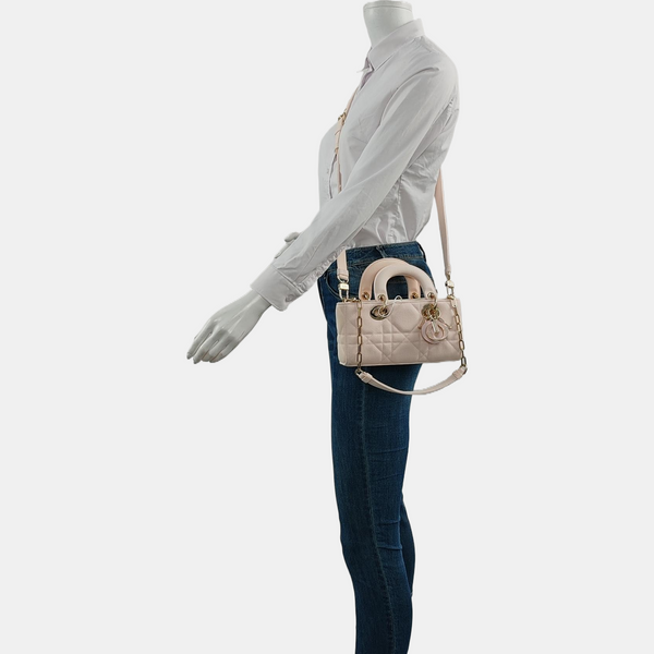Authenticated pre-owned  Lady D-Joy Cannage Canvas Pink - Tote Bag at Looply