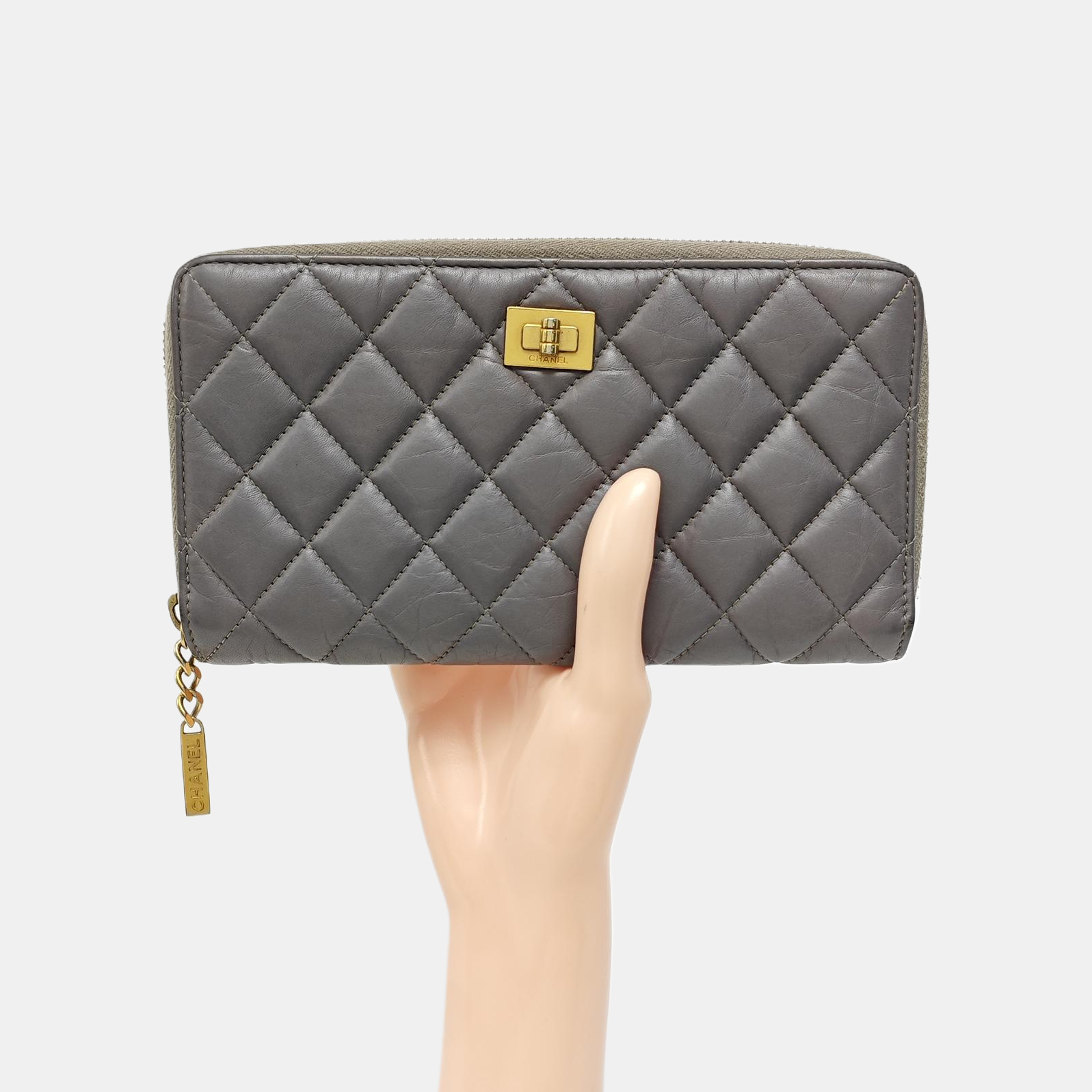 2.55 224 Quilted Calfskin Gray Wallet