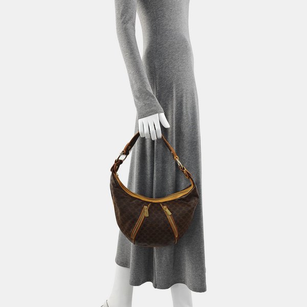 Coated Canvas Top Handle Bag Brown