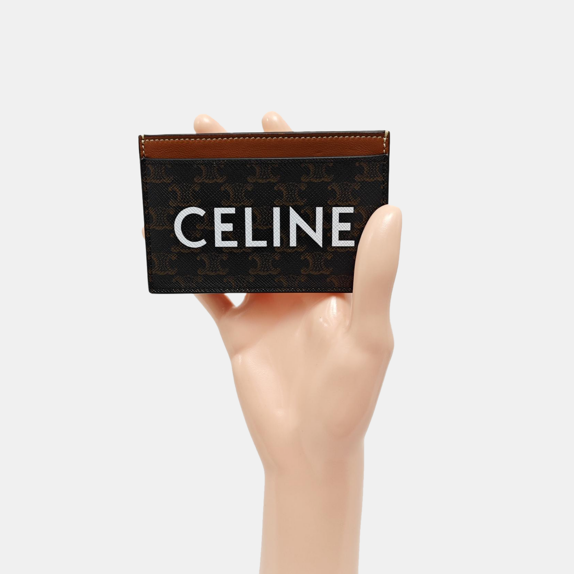 Coated Canvas Card Holder Brown
