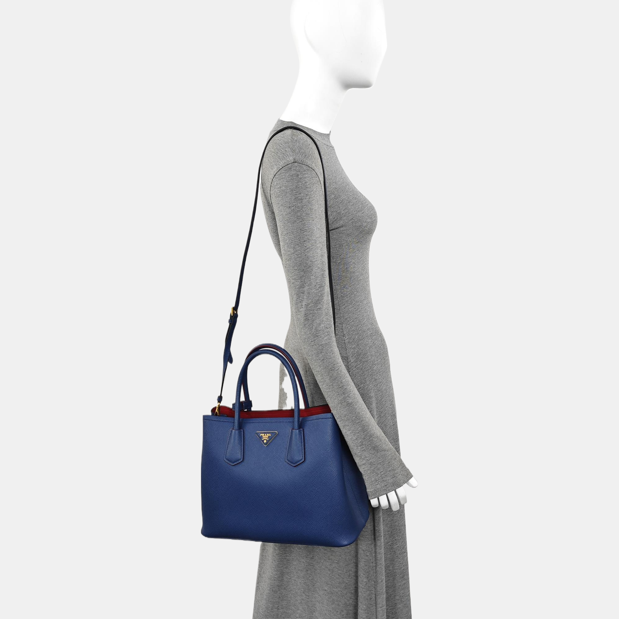 Double Medium Saffiano Calfskin Blue