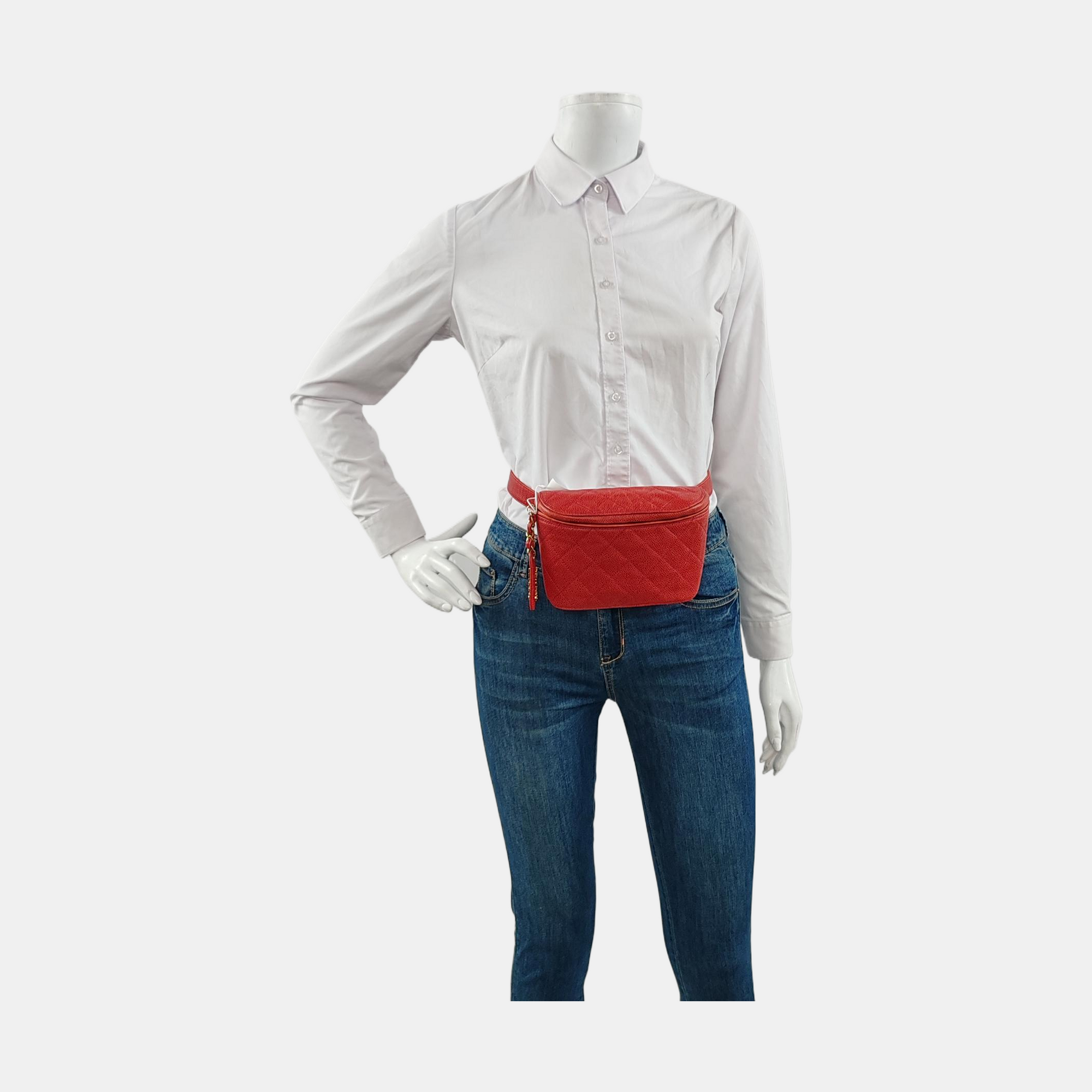 Quilted Grained Calfskin Red
