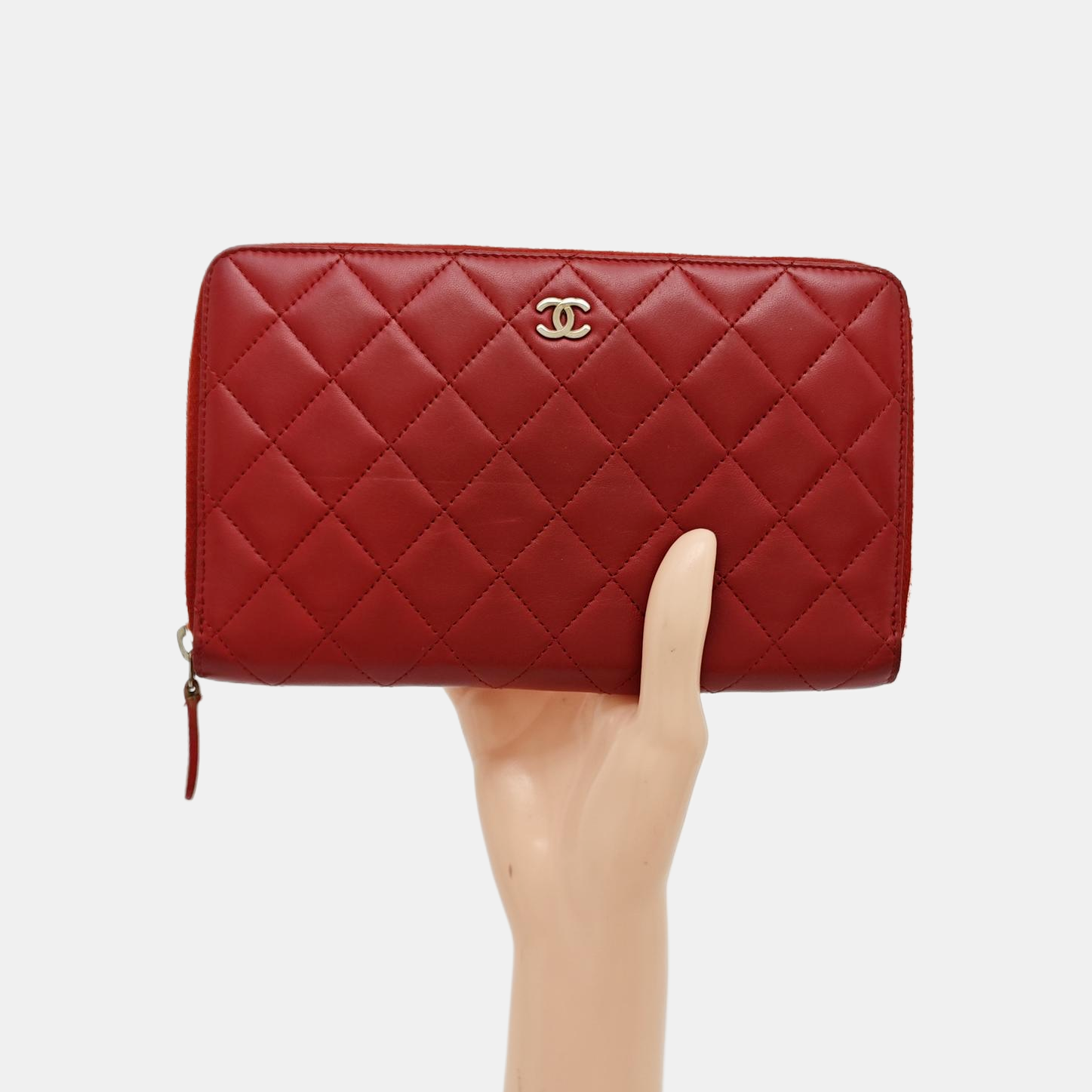 Quilted Lambskin Wallet Red