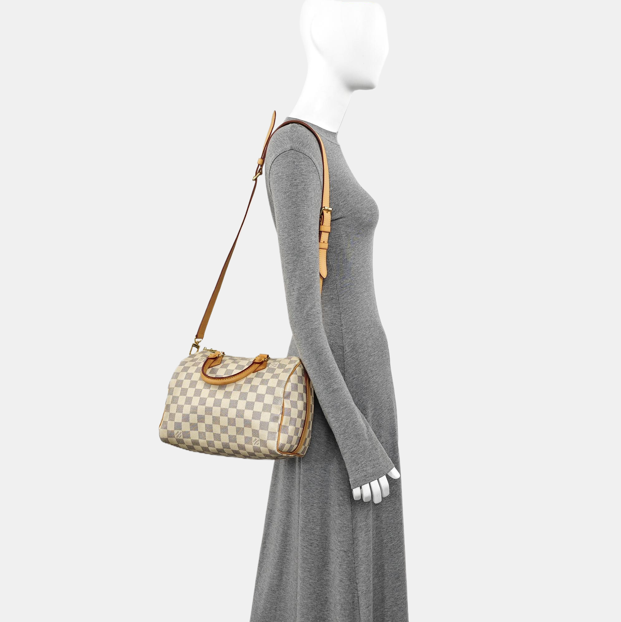 SPEEDY 25 Damier Azur Coated Canvas White