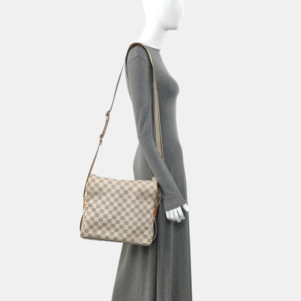 NAVIGLIO Damier Azur Coated Canvas White