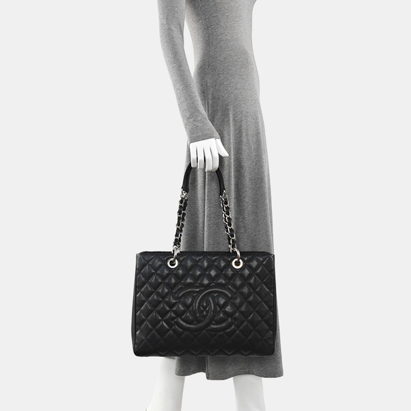 CHANEL GST Large Quilted Grained Calfskin Black
