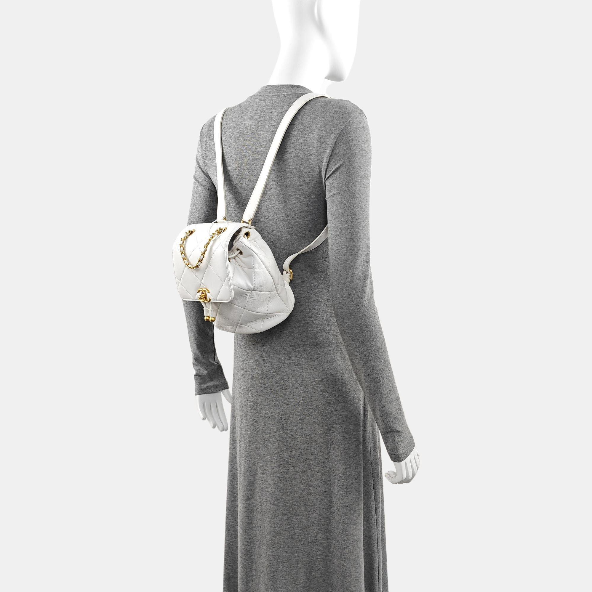 Quilted Lambskin Backpack White