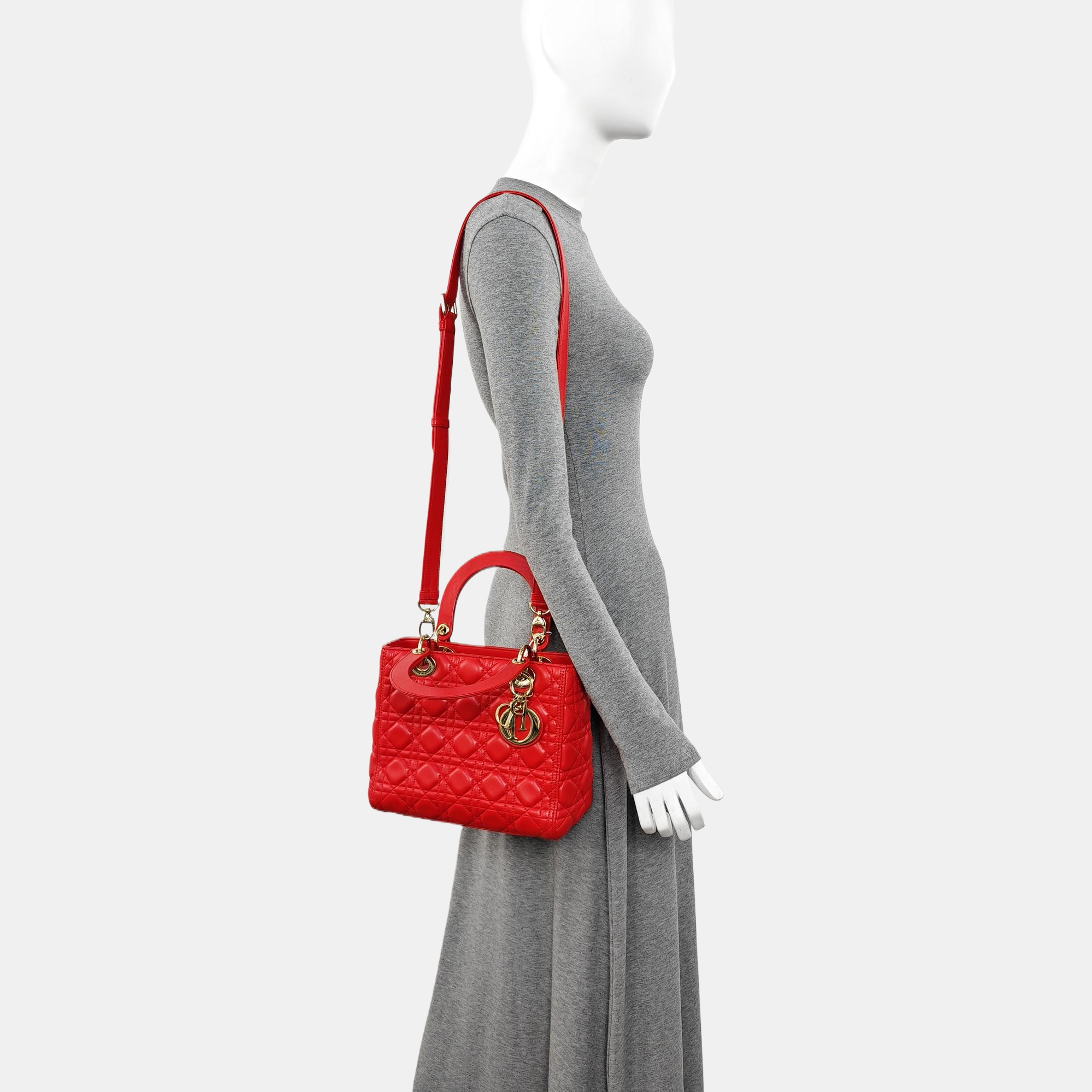Lady Dior Medium Cannage Lambskin Red
