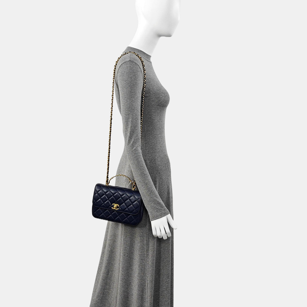 Quilted Calfskin Small Blue
