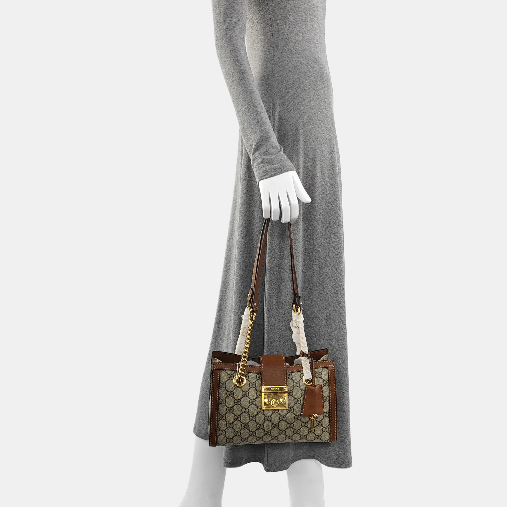 Padlock Small Monogram Coated Canvas Beige