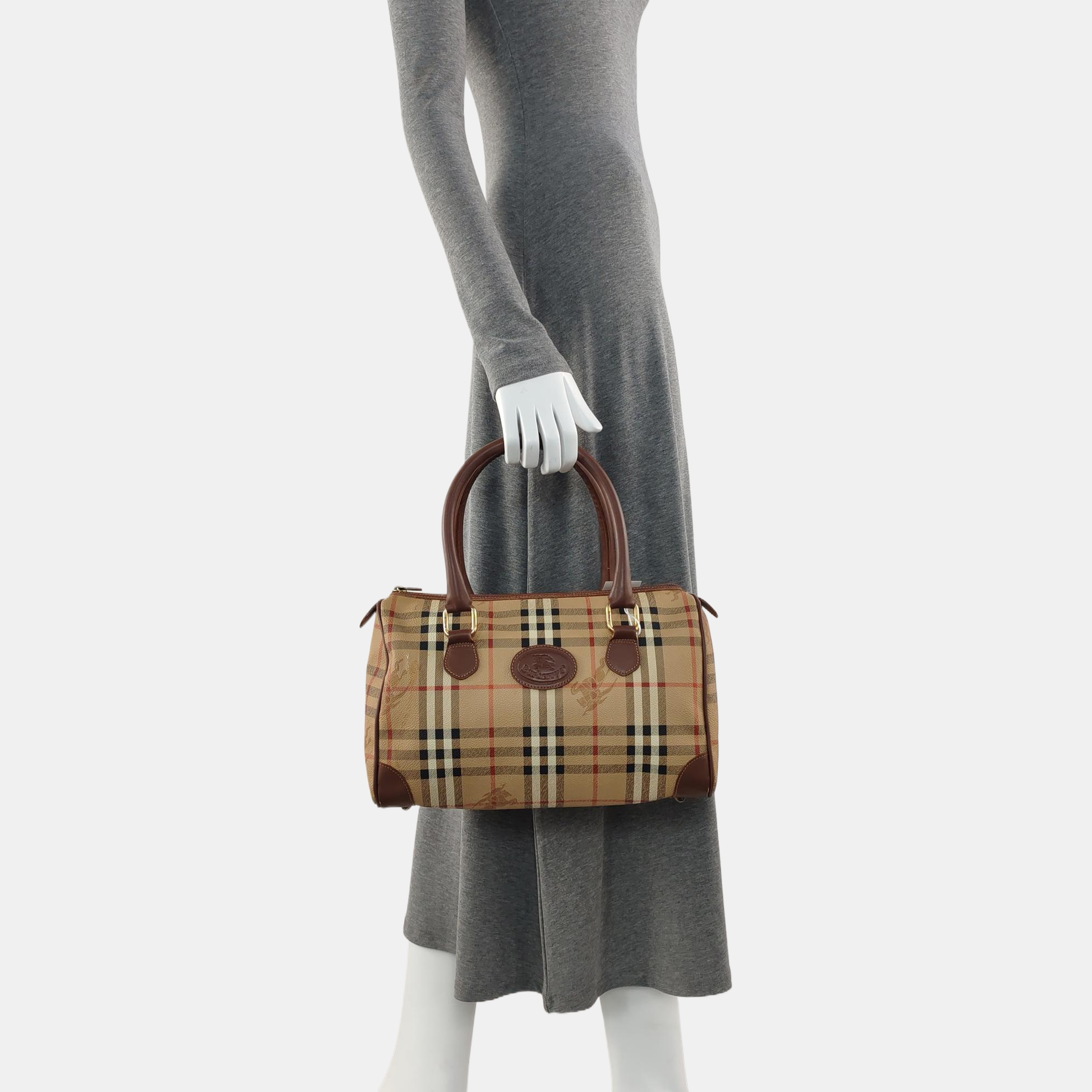 Coated Canvas Top Handle Bag Beige