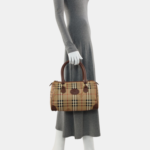 Coated Canvas Top Handle Bag Beige
