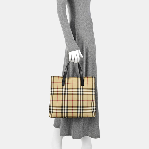 Coated Canvas Tote Bag Beige