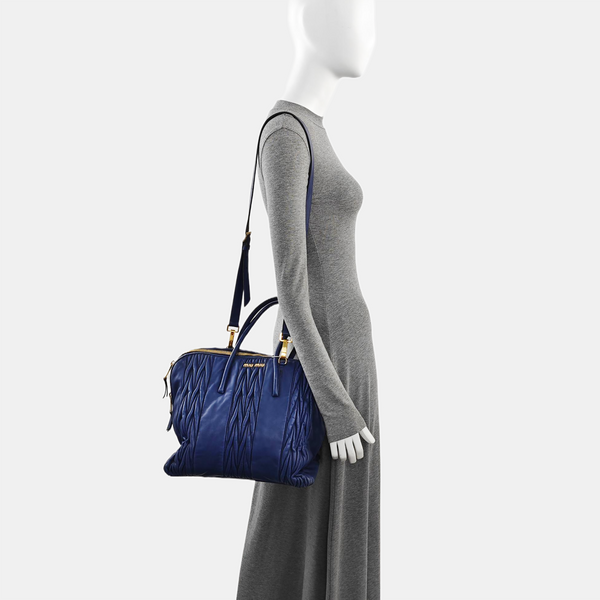 Quilted Lambskin Shoulder Bag Blue