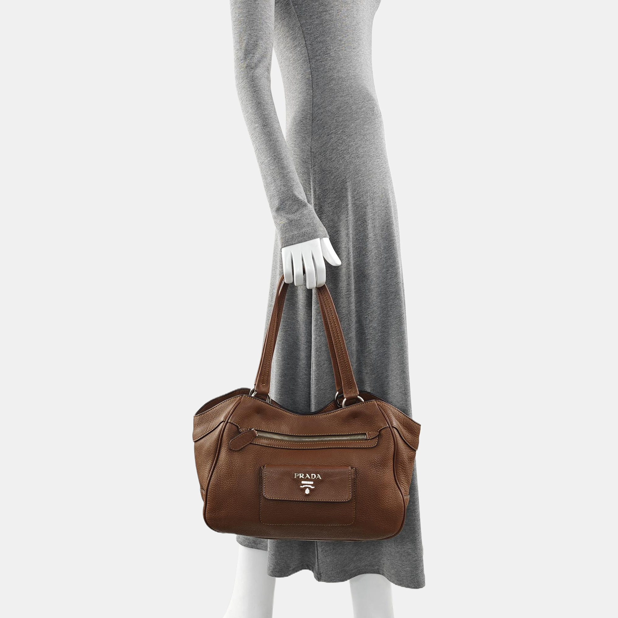 Calfskin Shoulder Bag Brown