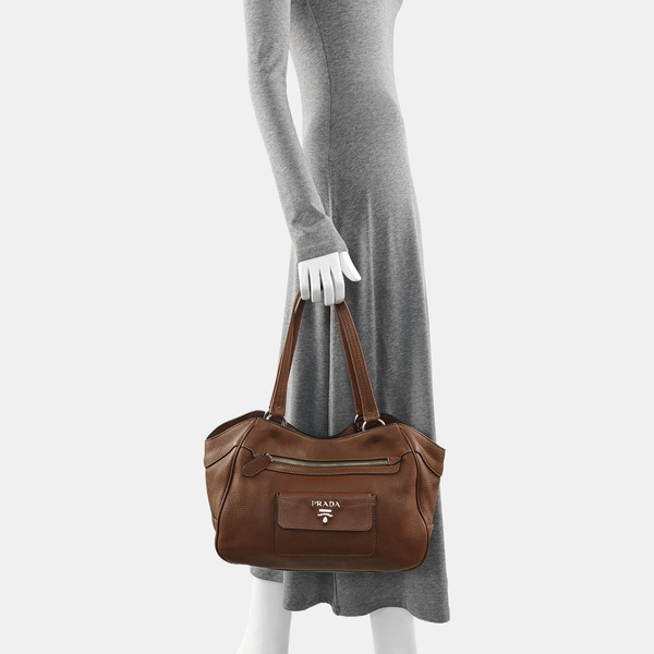 Calfskin Shoulder Bag Brown