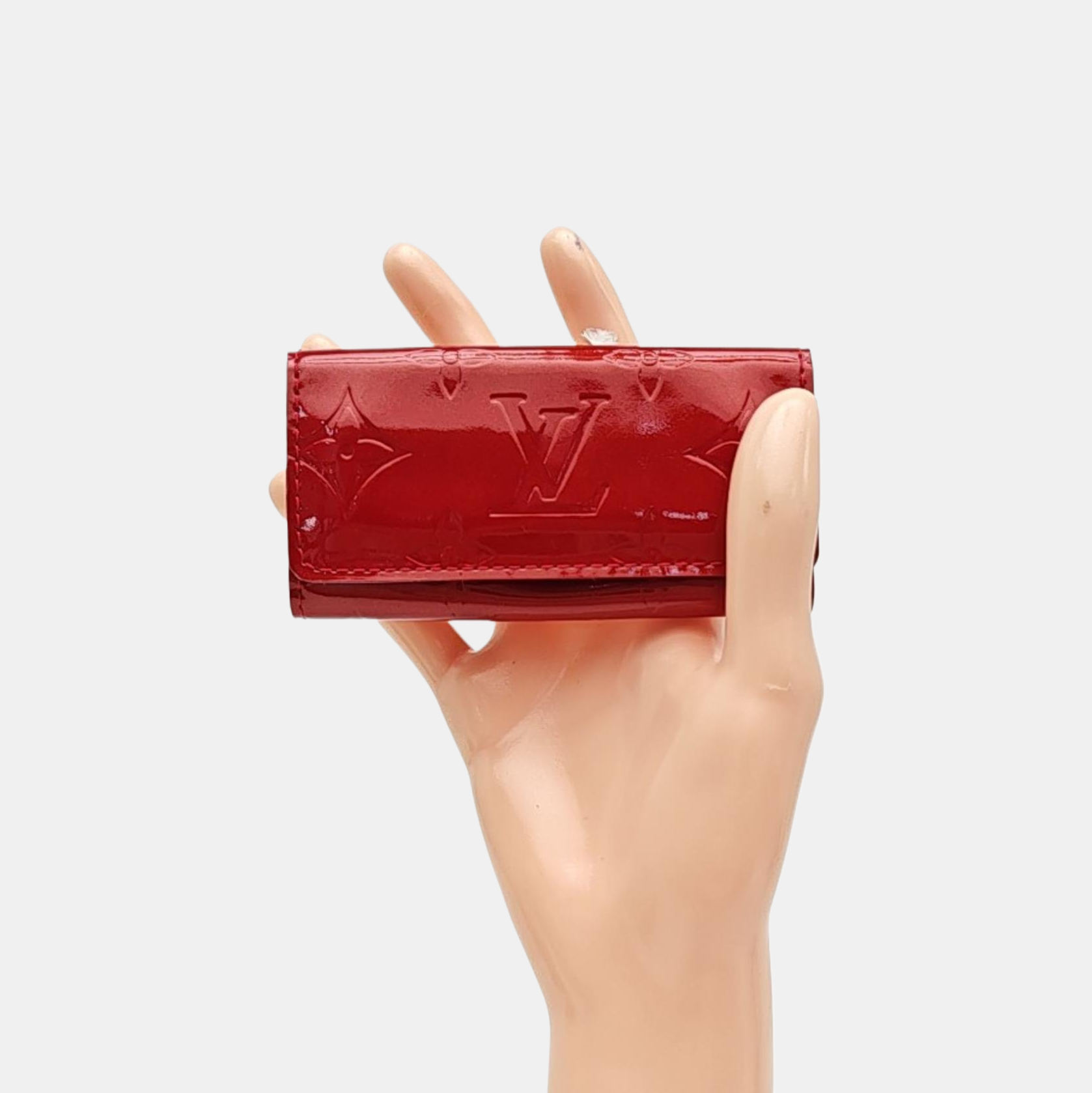 Monogram Patent Leather Key Pouch Red