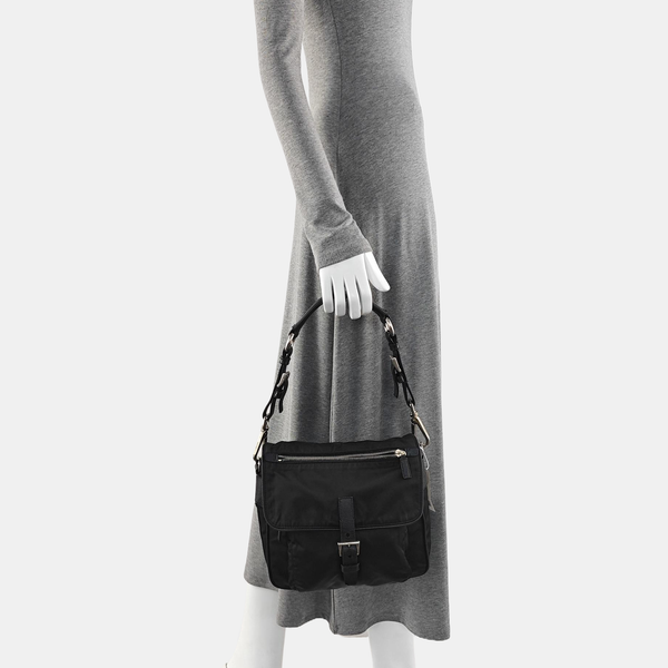 Nylon Shoulder Bag Black