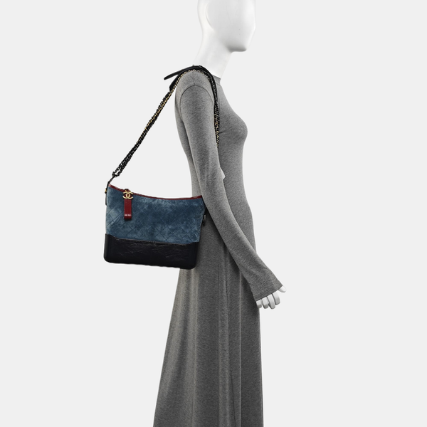 GABRIELLE Medium Quilted Suede Blue