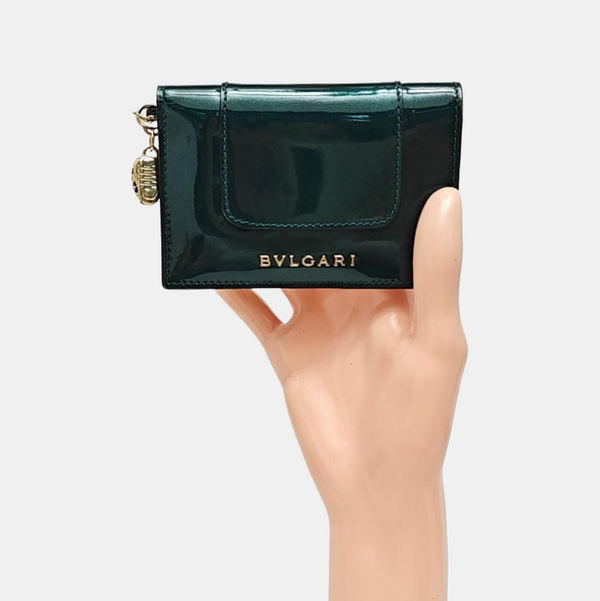 SERPENTI FOREVER Patent Leather Green Wallet