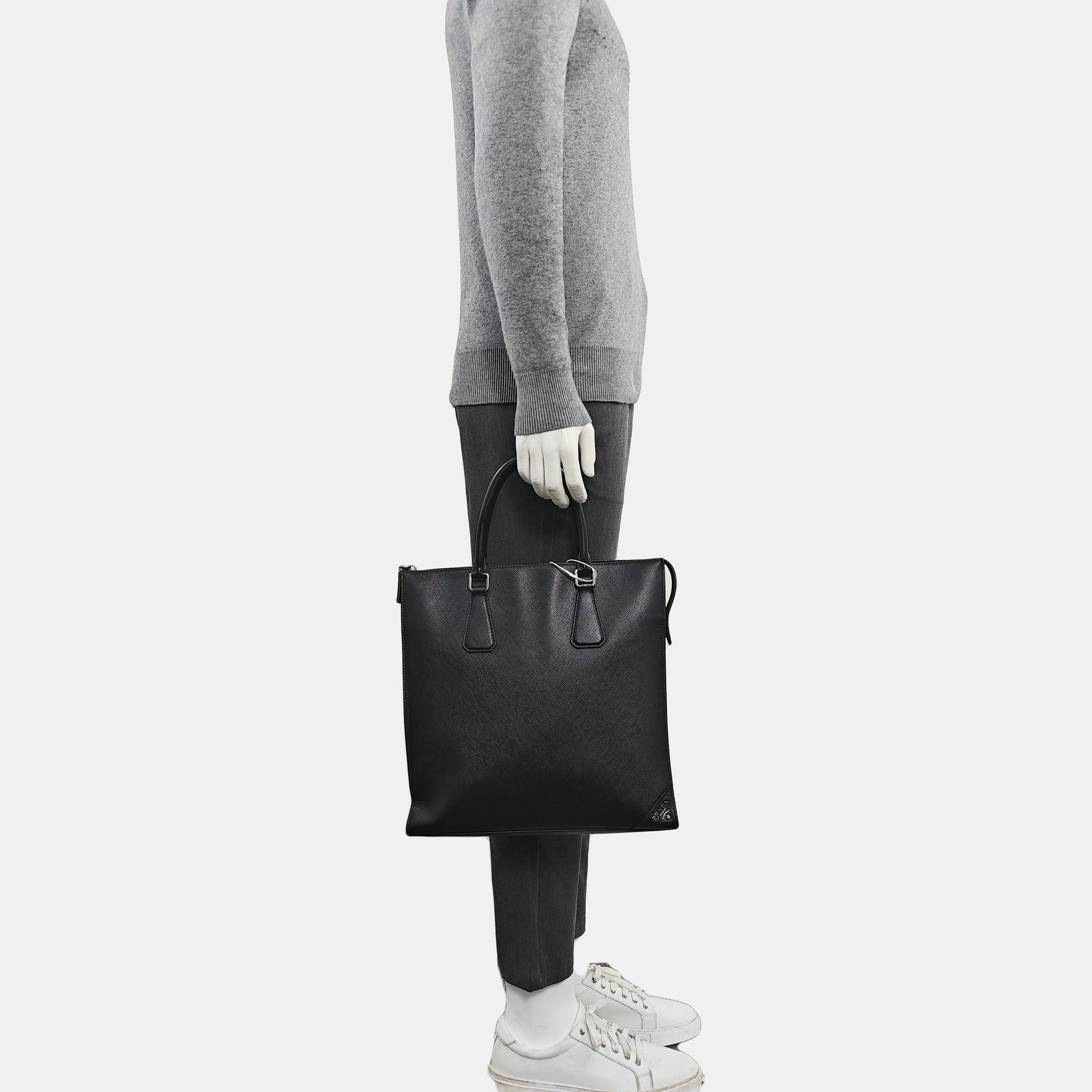 Saffiano Calfskin Top Handle Bag Black