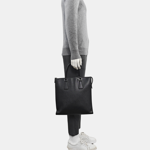 Saffiano Calfskin Top Handle Bag Black