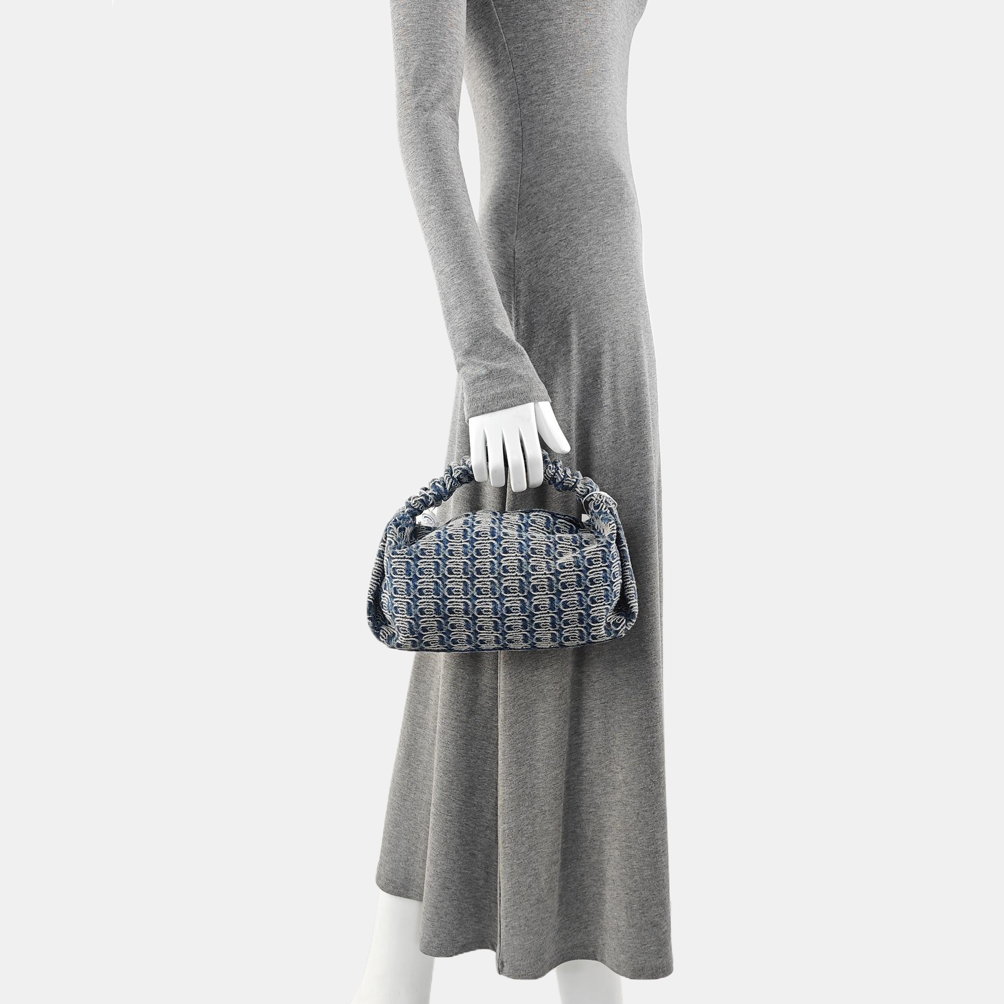 Fabric Top Handle Bag Blue