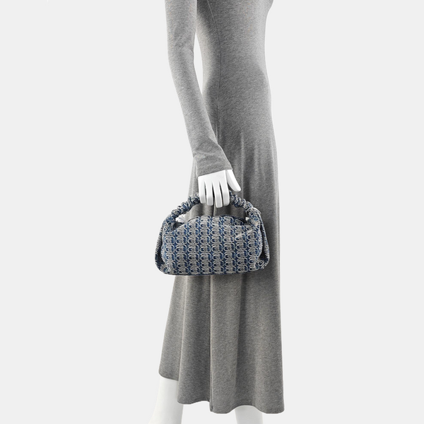Fabric Top Handle Bag Blue