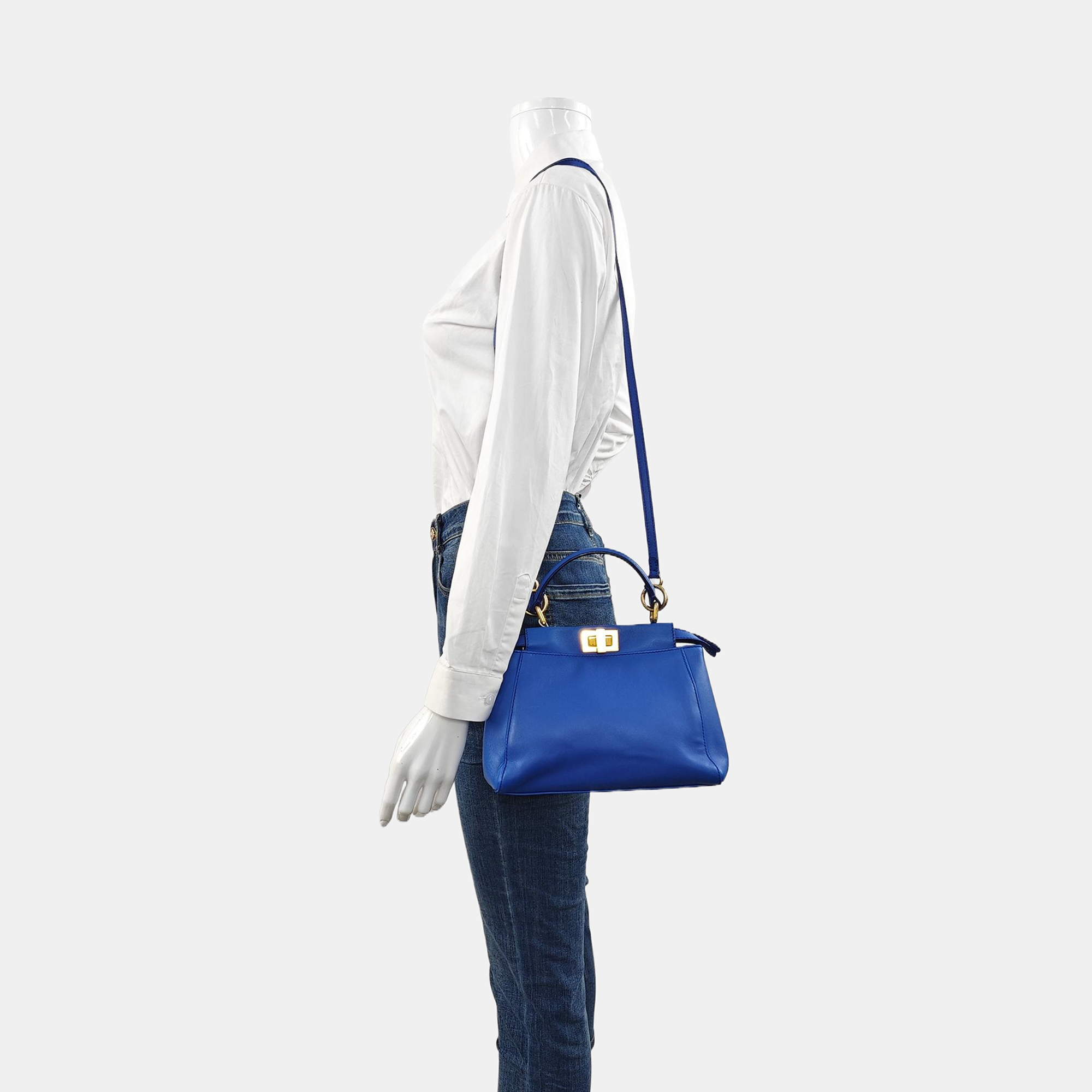 Authenticated pre-owned  Peekaboo Mini Calfskin Blue - Tote Bag at Looply